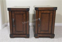 Set ot Two Slim End / Side Tables w Single Door
