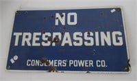 Porcelain No Trespassing Steel Sign. Measures 12"