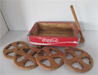 Vintage Coca-Cola Crate Made into Wagon. Note: