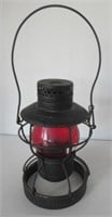 Handlan Vintage Oil Lantern with Red Globe.