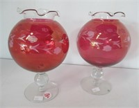 (2) Ruby Flash Candle Holders.