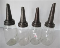(4) Vintage Oil Spouts with Jars.