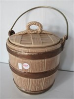 Vintage Barrel Cookie Jar. Measures 9.5" Tall.