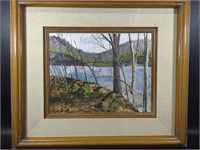 Original Signed Landscape Painting on Board ,