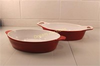 2 Stoneware Roasting Pans, Dish/Microwave safe