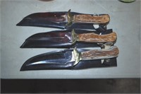 3 FIXED BLADE HUNTING KNIVES