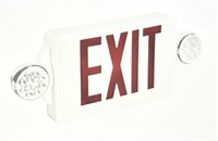 Exit Sign with Emergency Lights: White, 2 Faces,