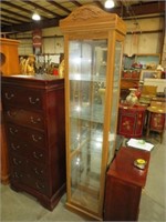 WOOD LIGHTED BACK CURIO CABINET