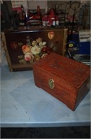 ANT HAND PAINTED SMALL SUITCASE & HAND CARVED BOX