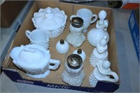 LARGE COLLECTION OF HOBNAIL MILKGLASS DISHES