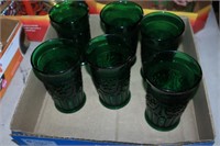 (6) VINTAGE GREEN GLASSES