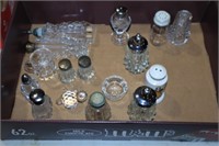 COLLECTION OF CRYSTAL & GLASS S&P SHAKERS