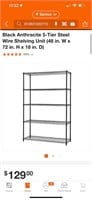 black anthracite 5 tier steel wire shelving unit