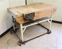 Wood Top, Steel Frame Work Table on Wheel Base