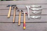Assortment of Hammers and Vise-Grip Pliers