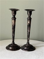 Pair of sterling silver candle holders