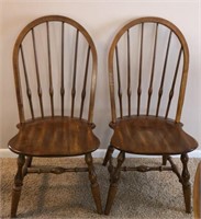 Pair Windsor Style Wood Chairs 40” H Seat 18” W