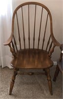 Windsor Style Solid Wood Chair with Arms 40”H