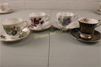 4 Queen Anne Cups & Saucers