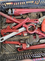Assorted Pipe Wrenches & Tools