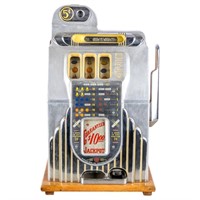 Vintage Buckley Chrome Deluxe 5 Cent Slot Machine