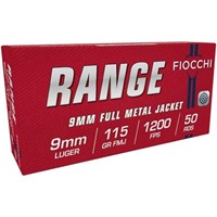 (50RDS) FIOCCHI RANGE 9MM LUGER FMJ AMMO