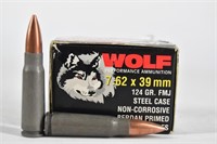 (20rds) Wolf 7.62 X 39 mm 124 Gr FMJ Ammo