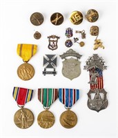 WWII, Spanish American War, Fraternal Medals
