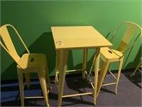 ASSORTED PIECES - 1- TABLE / 2- YELLOW METAL CHAIR