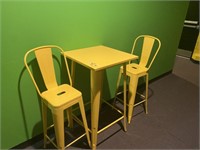 ASSORTED PIECES - 1- TABLE / 2- YELLOW METAL CHAIR