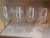 8 Mikasa Etched Crystal Wine Glasses