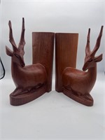 FLAWED hand carved wood gazelle book end