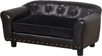 Yoonnie room Luxury PU Leather Pet Sofa, Black