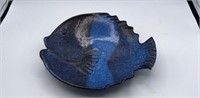 Signed pottery fish bowl trinket dish