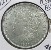 1921 Nice/AU Morgan Silver Dollar.