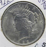 1922 UNC/BU Peace Silver Dollar.