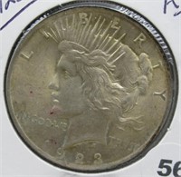 1923 AU Peace Silver Dollar.