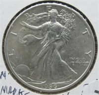 1936 Walking Liberty Silver Half Dollar.