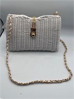 Late 80s/ Early 90s White Wicker Purse