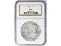 1887 Morgan Silver Dollar NGC MS-65