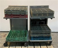 (2) Levelizer Glass Rack Lift Hoppers