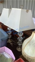PAIR OF GLASS LAMPS WITH SHADES