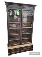 Victorian Oak Stepback Knock Down Bookcase