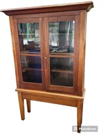 1800's 2 Piece Walnut Glass Door Cupboard