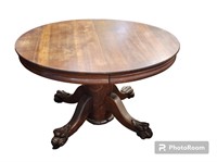 Massive 48" Round Quartersawn Oak Dining Table