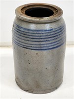 Blue Decorated Stoneware Wax Seal Jar