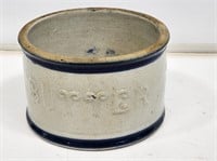 Blue and White Stoneware Butter Crock