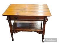 Nice Ornate Oak Library Table with Drawer