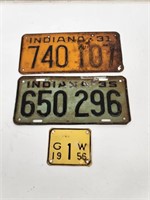Early Indiana License Plates