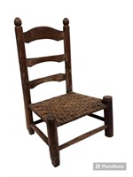 Early Primitive Child's Chair with Woven Seat